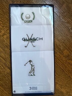 White & Green Golf Embroidered Golf Handkerchiefs - Set of 3